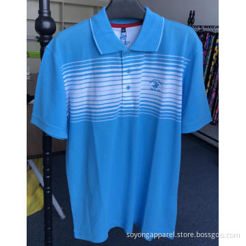Men's T/C Yarn Dyed Positioned Stripes Polo Shirts